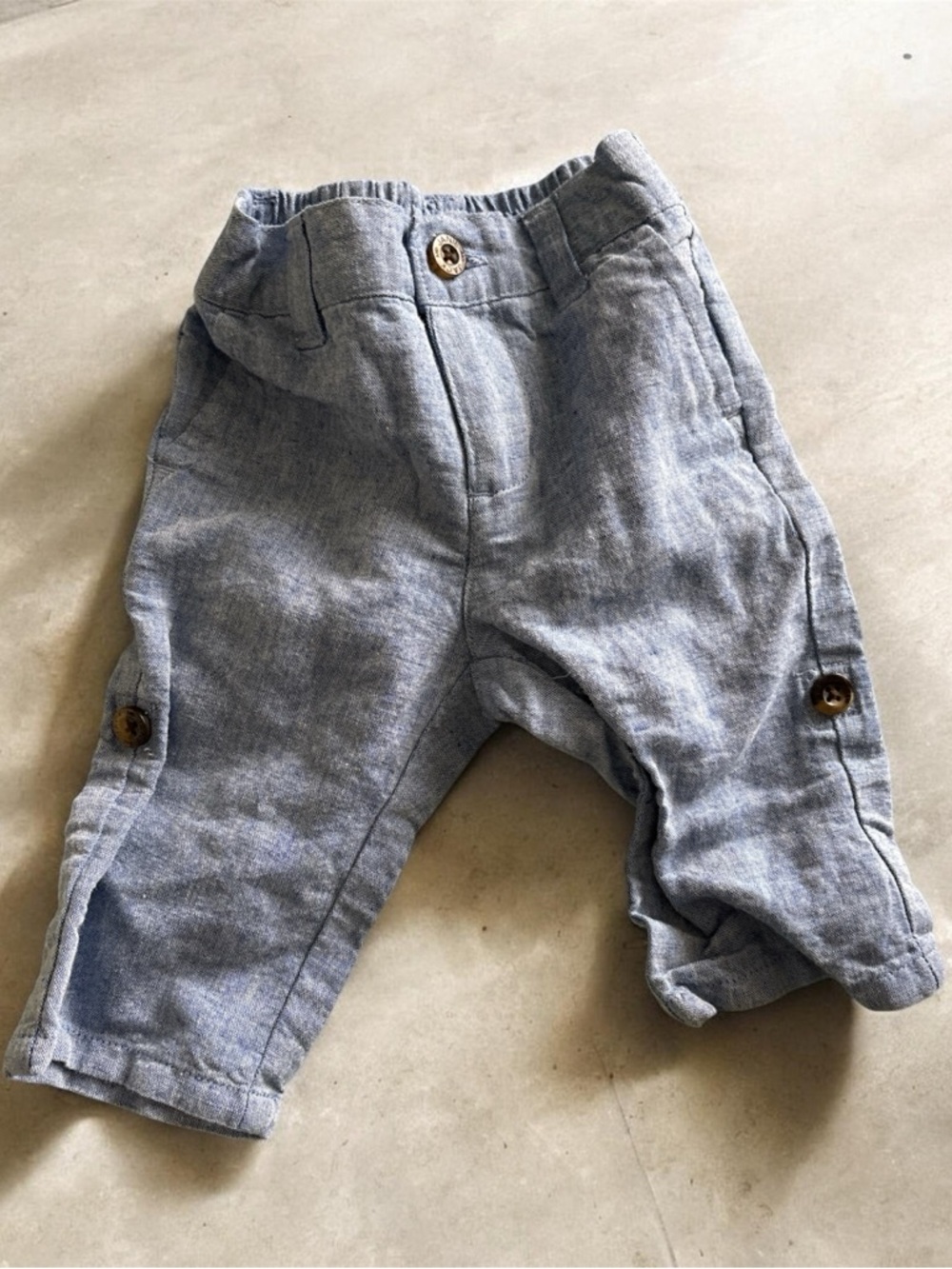 Janie and Jack Chambray Blue Linen-Blend Pants